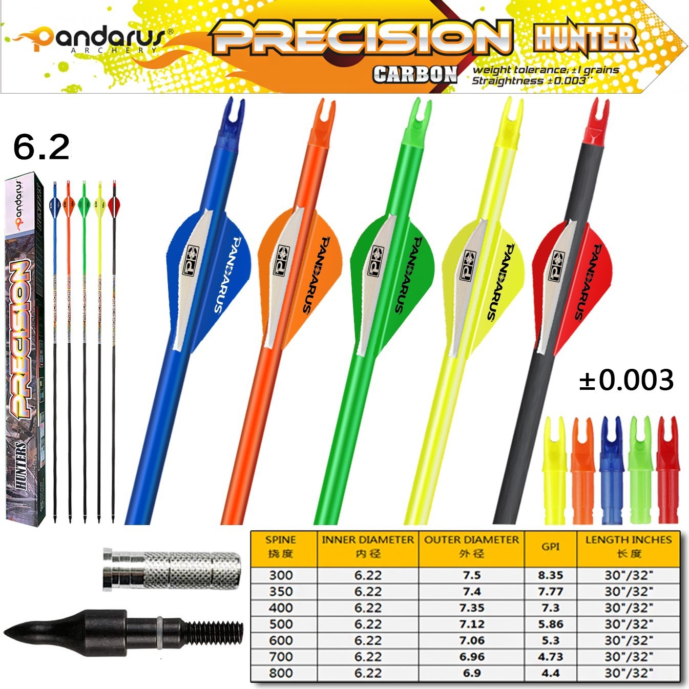 Стрела лучная карбоновая Pandarus Precision Hunter