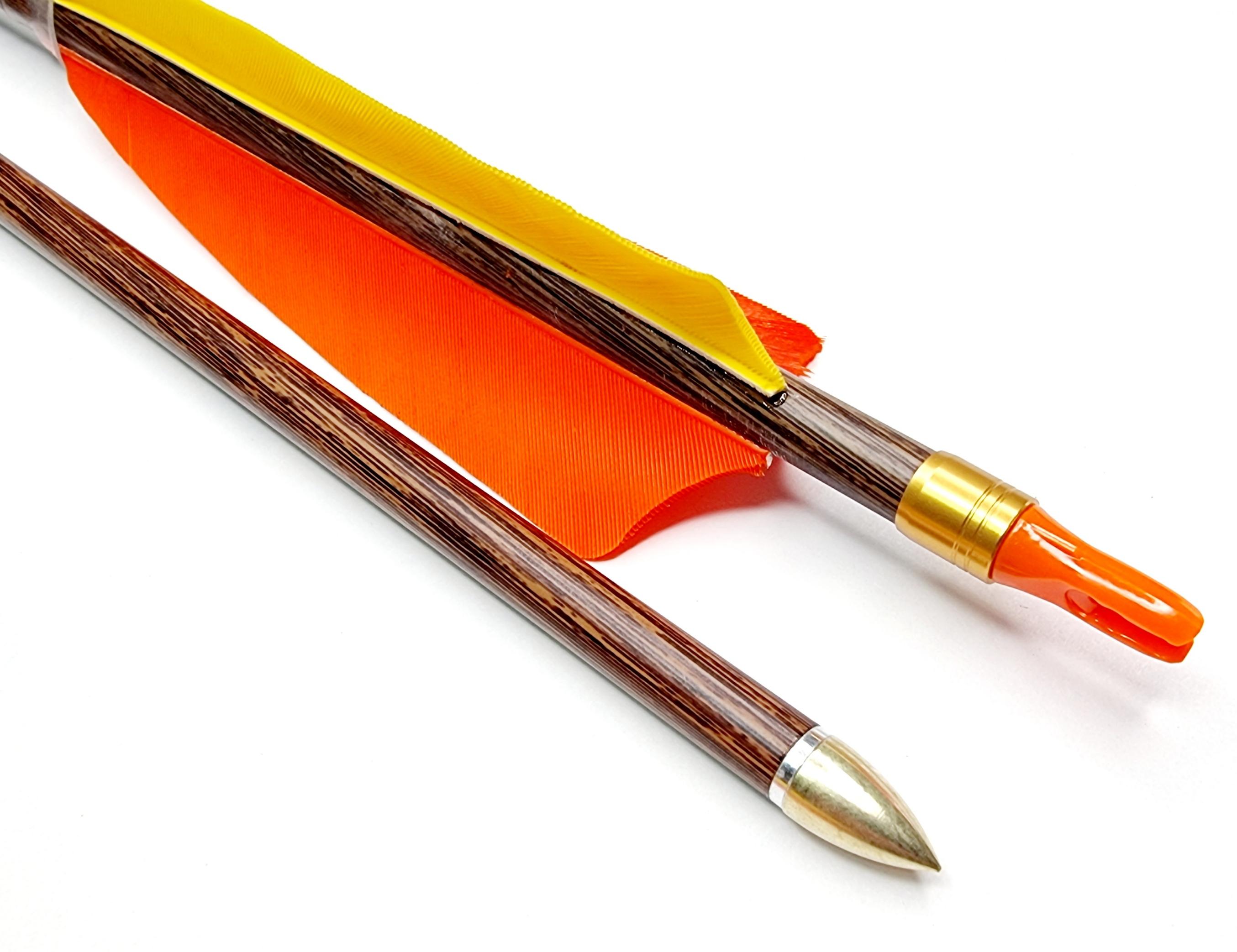 Стрела лучная карбоновая LinkBoy ID 6.2 Wood в сборе натуральное оперение